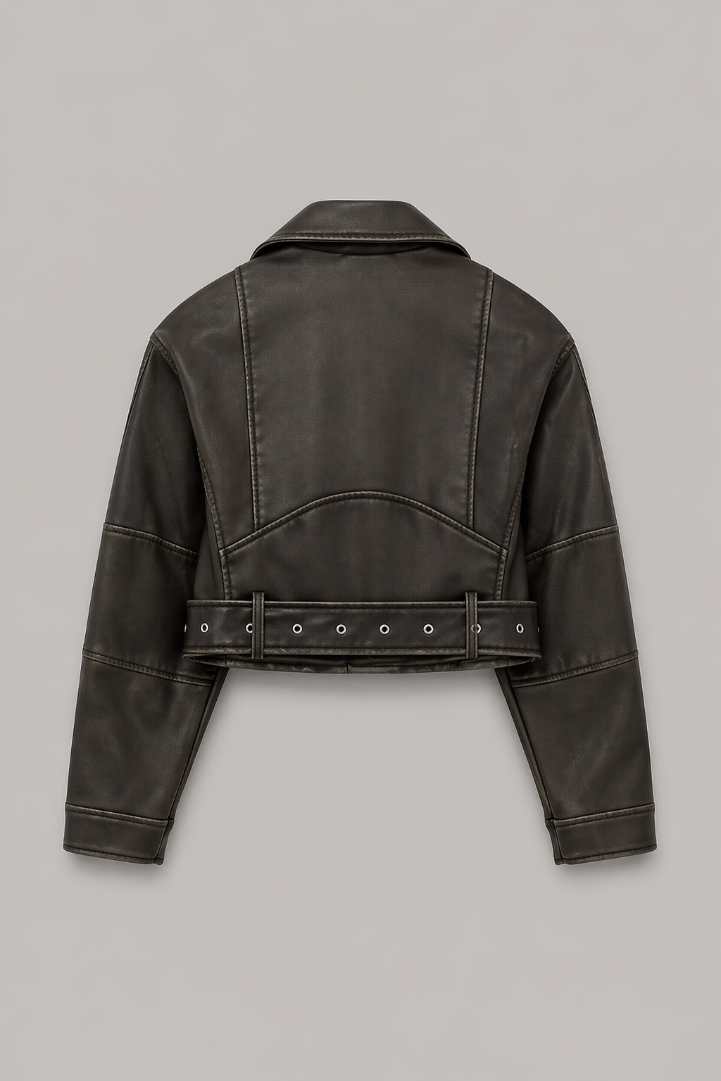 Cropped Faux Leather Jacket