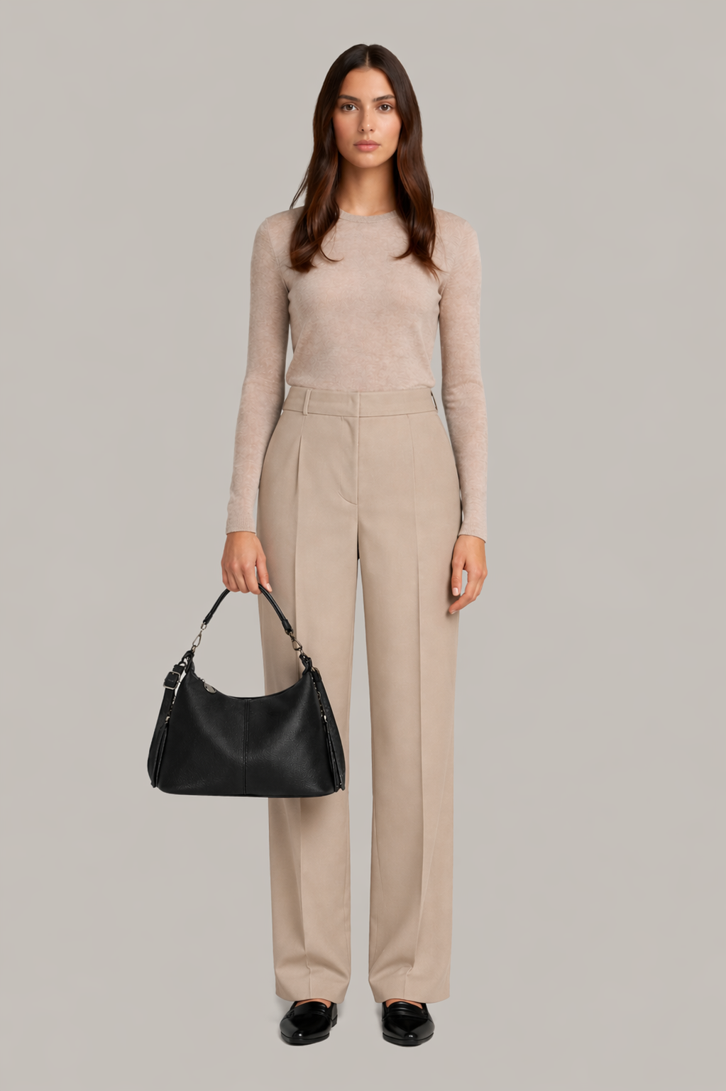 Soft Curve Leather Hobo