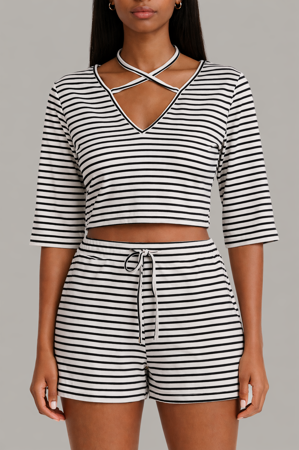Striped Short Sleeve Set