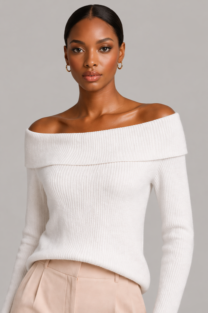 Off-Shoulder Knit Sweater