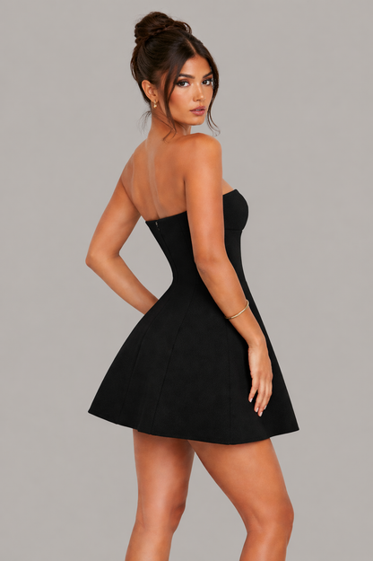 Elegant Strapless Ruched Mini Dress