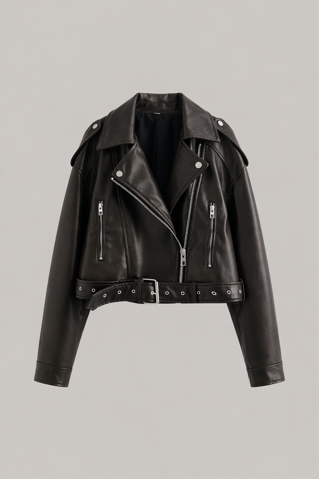 Cropped Faux Leather Jacket