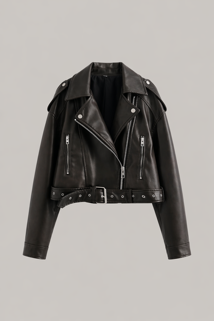 Cropped Faux Leather Jacket