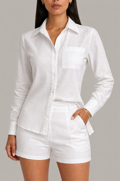 Luxe Pocket Long Sleeve Shirt & Shorts Set