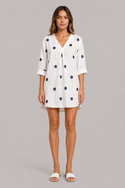 Printed V-Neck Relaxed Summer Dress