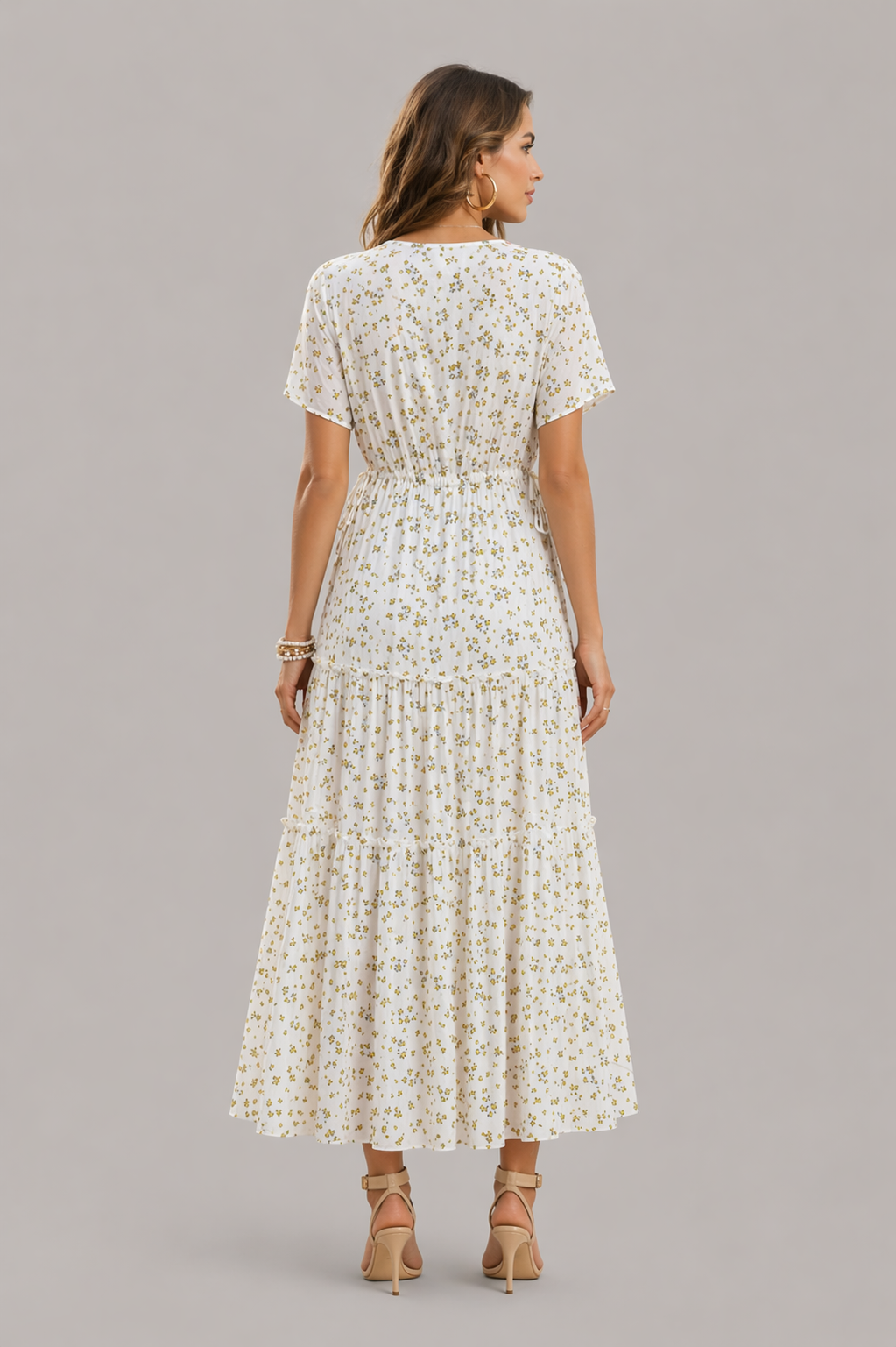 Floral Ruffled V-Neck Maxi Dress