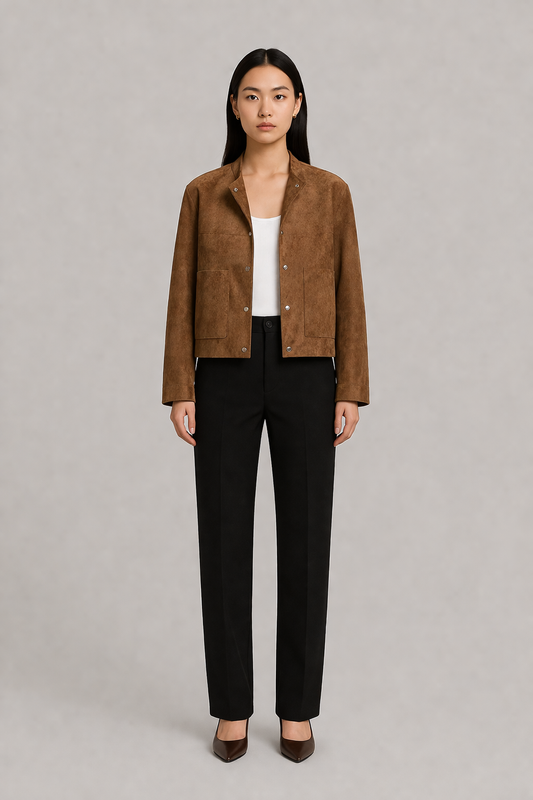 Plus Size Faux Suede Short Jacket