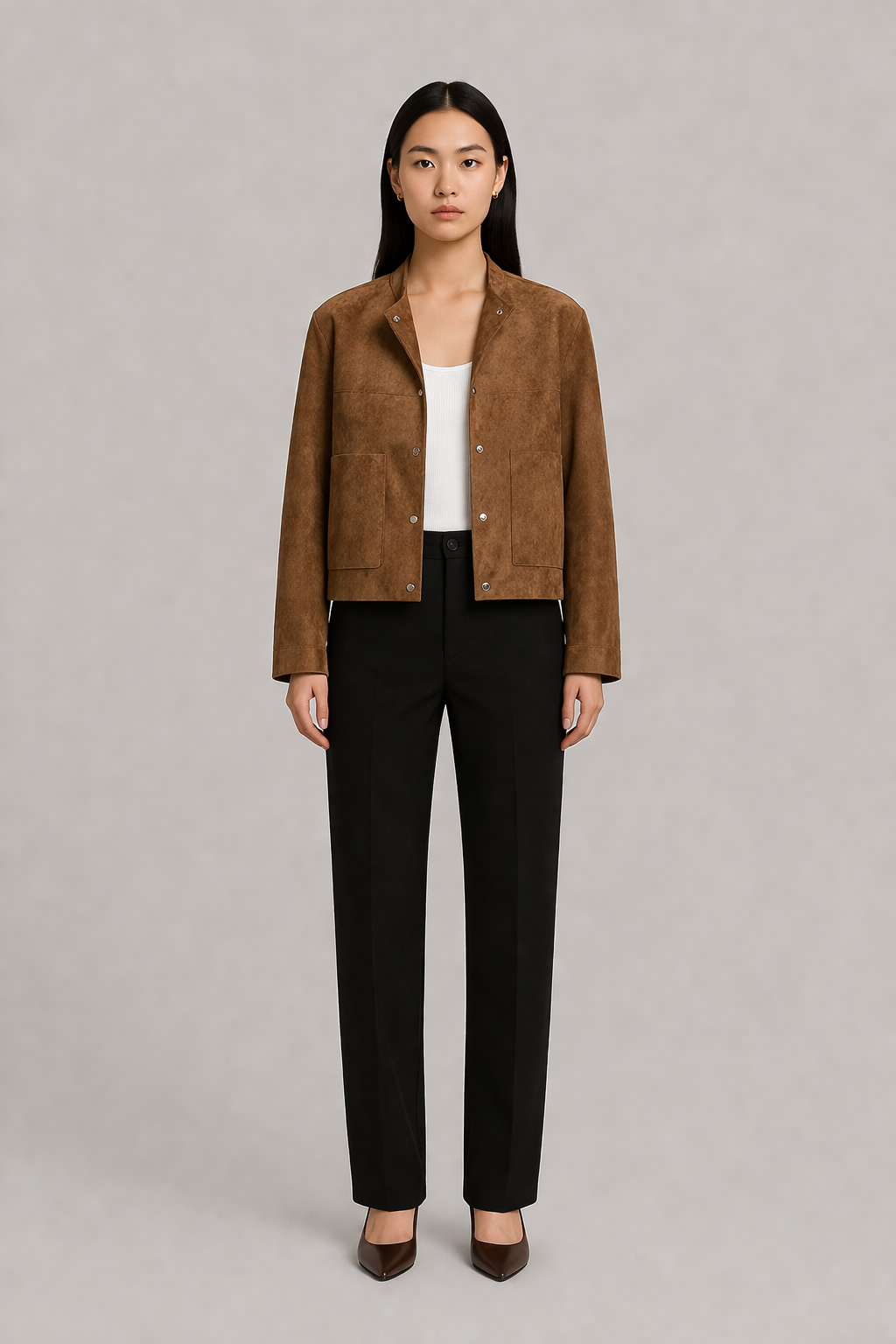 Plus Size Faux Suede Short Jacket