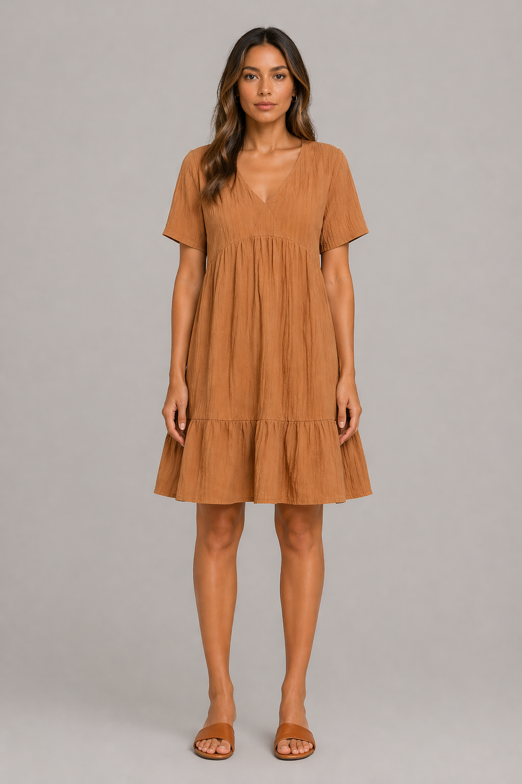 Minimal V-Neck Midi Dress