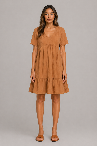 Minimal V-Neck Midi Dress