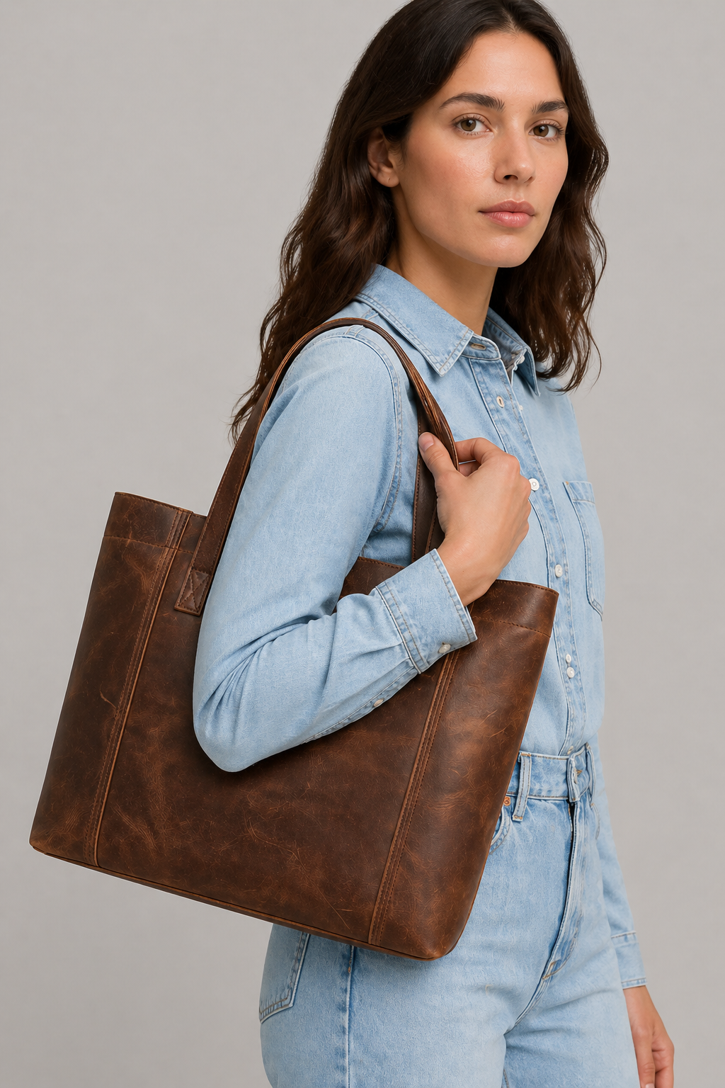 Crazy Horse Leather Handbag