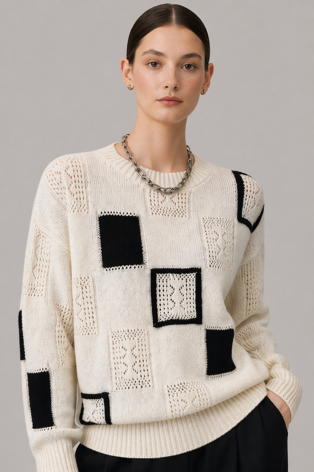 Patchwork Knit Sweater