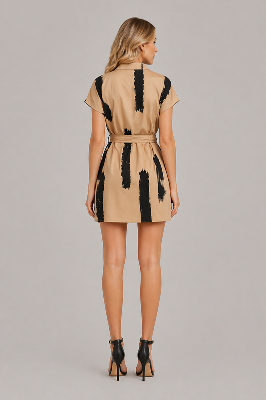 Vintage Dot V-Neck Mini Dress