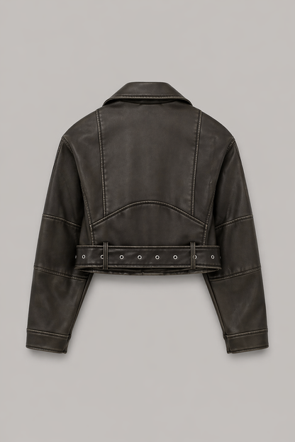 Cropped Faux Leather Jacket