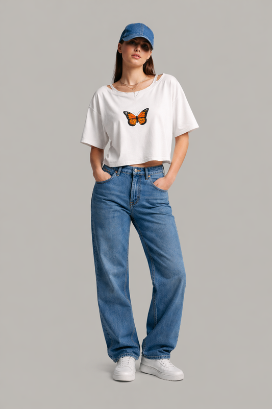 Vintage Butterfly Crop Top