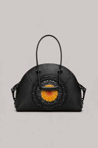 Embossed Leather Shell Bag