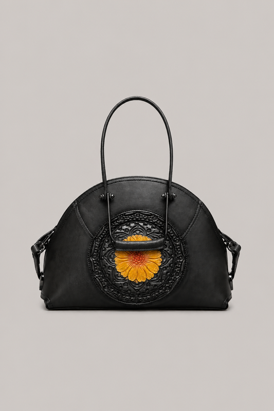 Embossed Leather Shell Bag