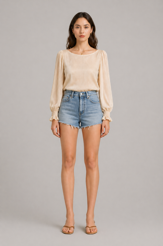 Chiffon Lantern Sleeve Off Shoulder Blouse