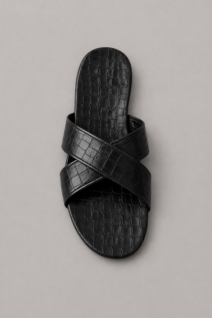 Cross Strap Slide Sandals