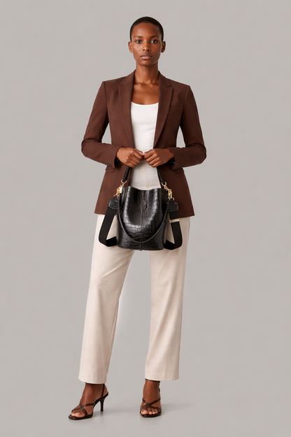 Stone Pattern Signature Bucket Bag
