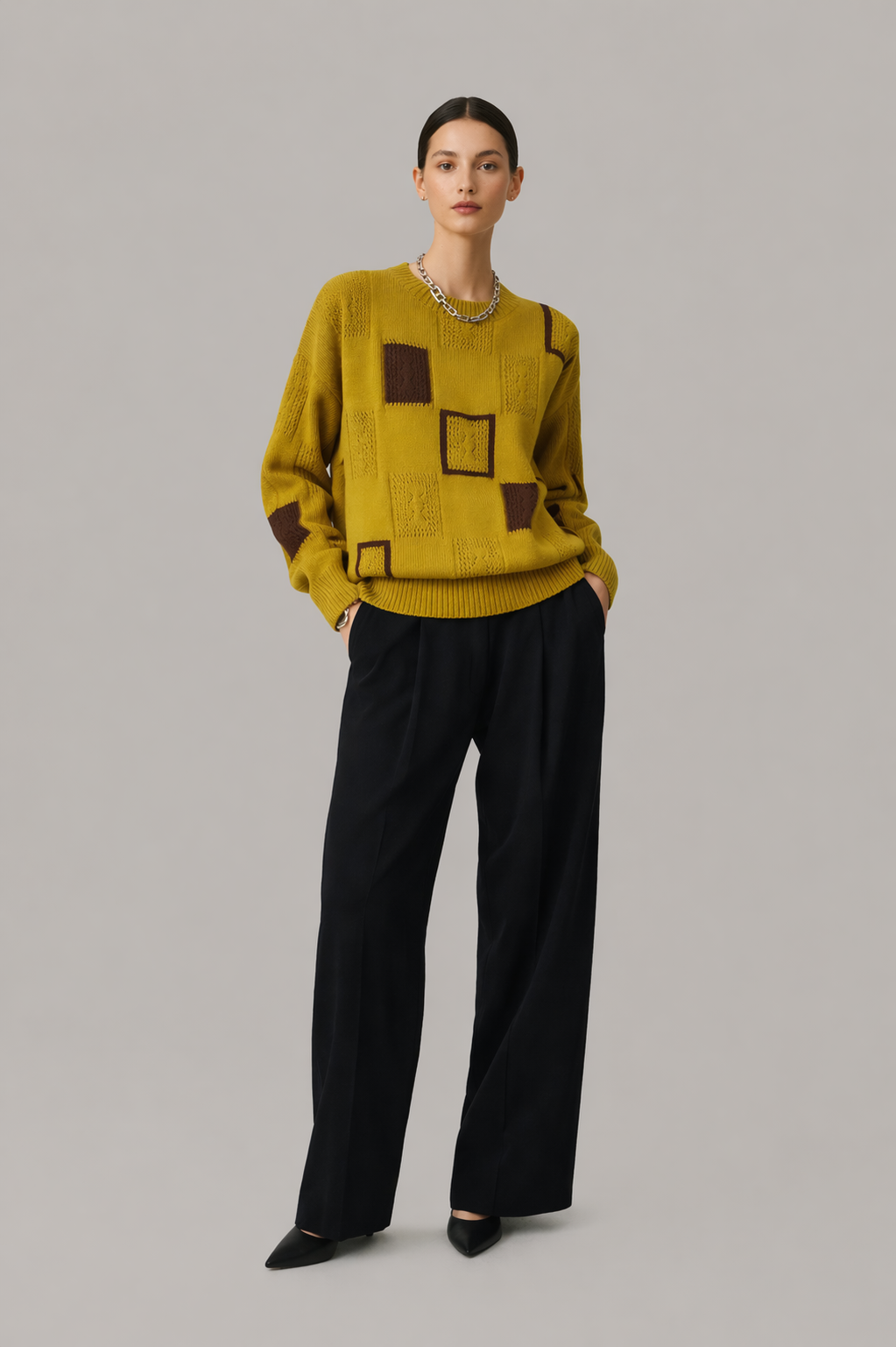 Patchwork Knit Sweater