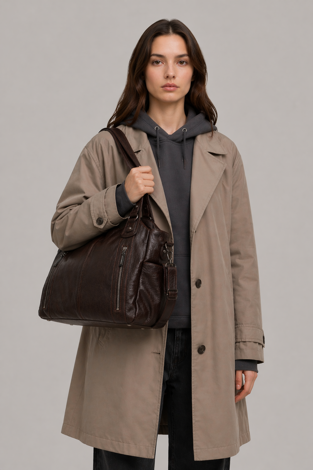 Large Minimal Leather Tote