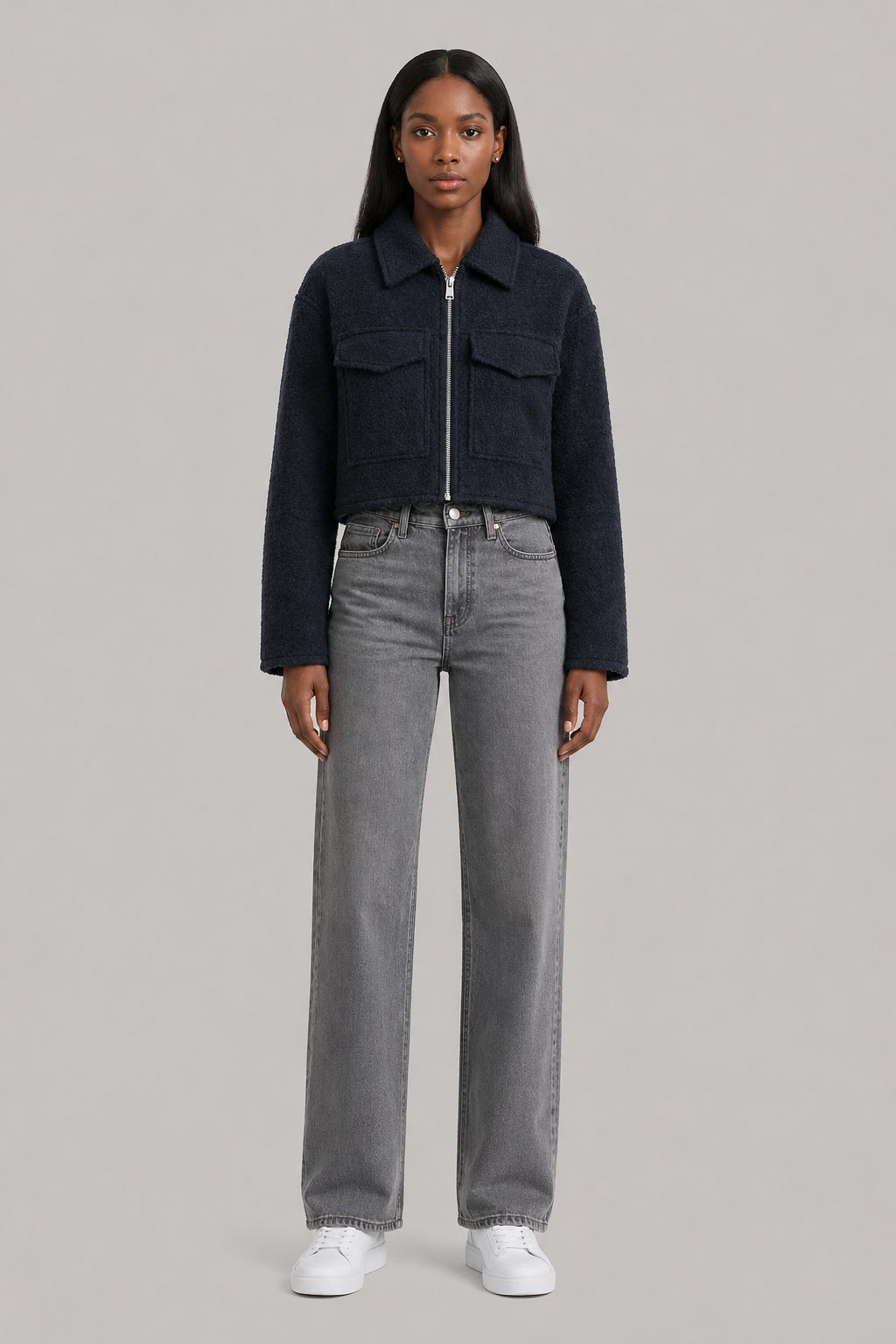 French Pearl Tweed Cropped Jacket