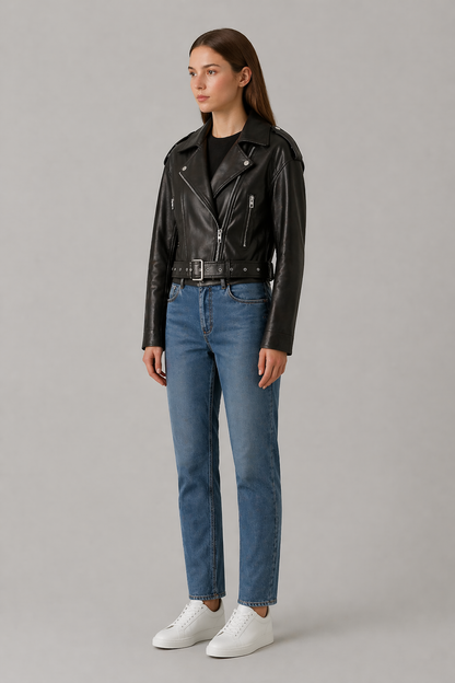 Cropped Faux Leather Jacket