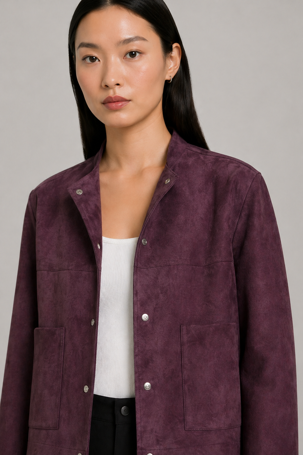 Plus Size Faux Suede Short Jacket