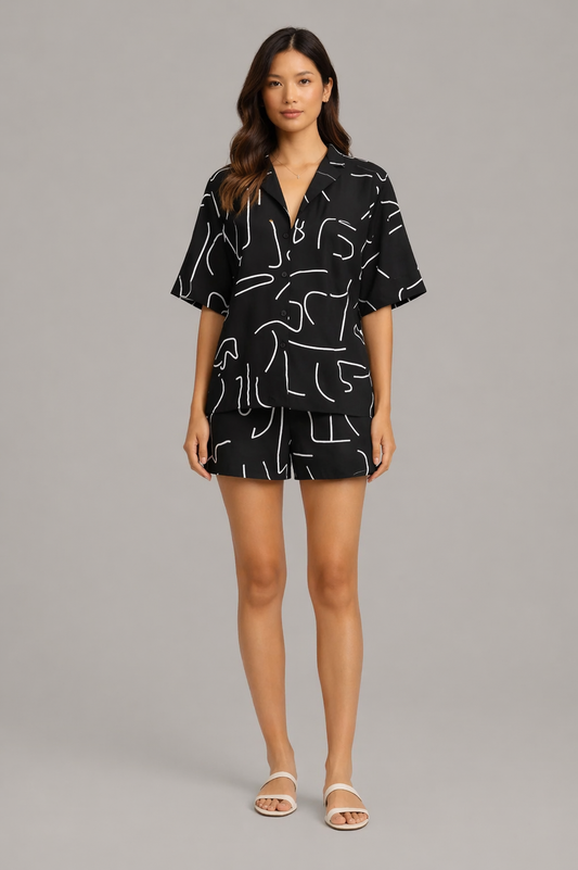 Printed Shirt & Shorts Set