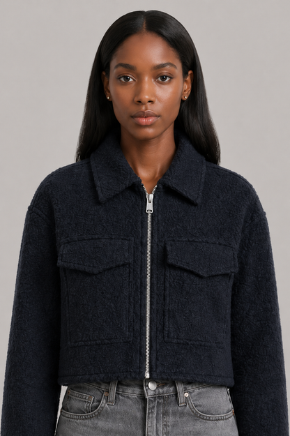 French Pearl Tweed Cropped Jacket