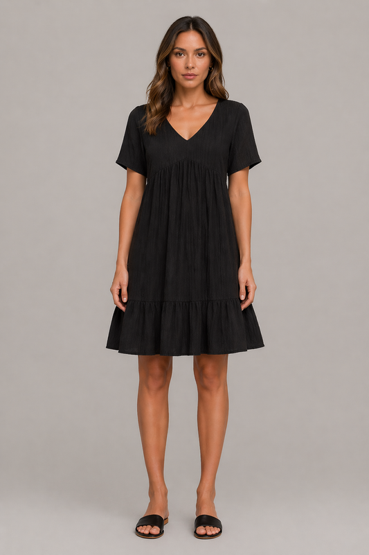 Minimal V-Neck Midi Dress