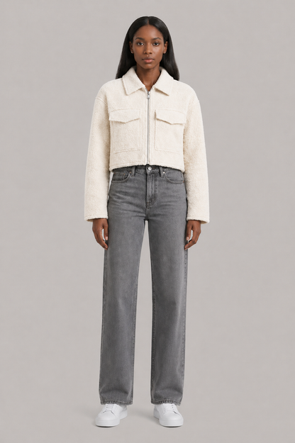 French Pearl Tweed Cropped Jacket
