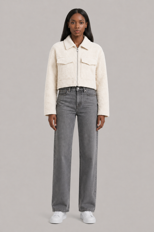 French Pearl Tweed Cropped Jacket