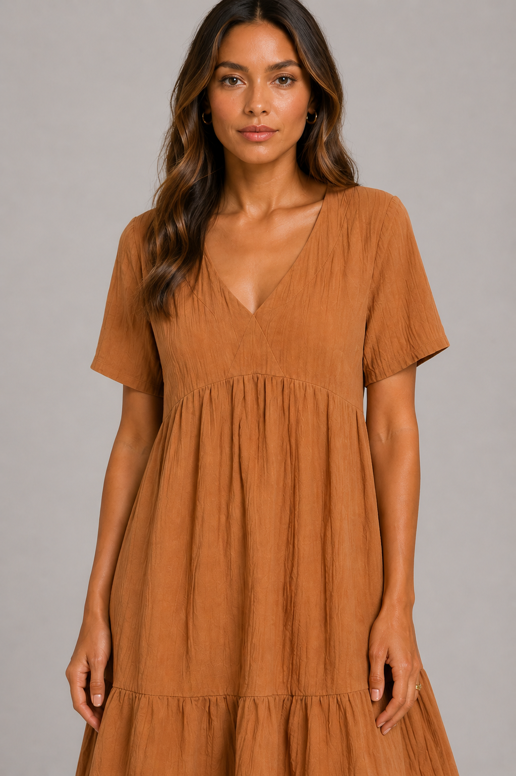 Minimal V-Neck Midi Dress
