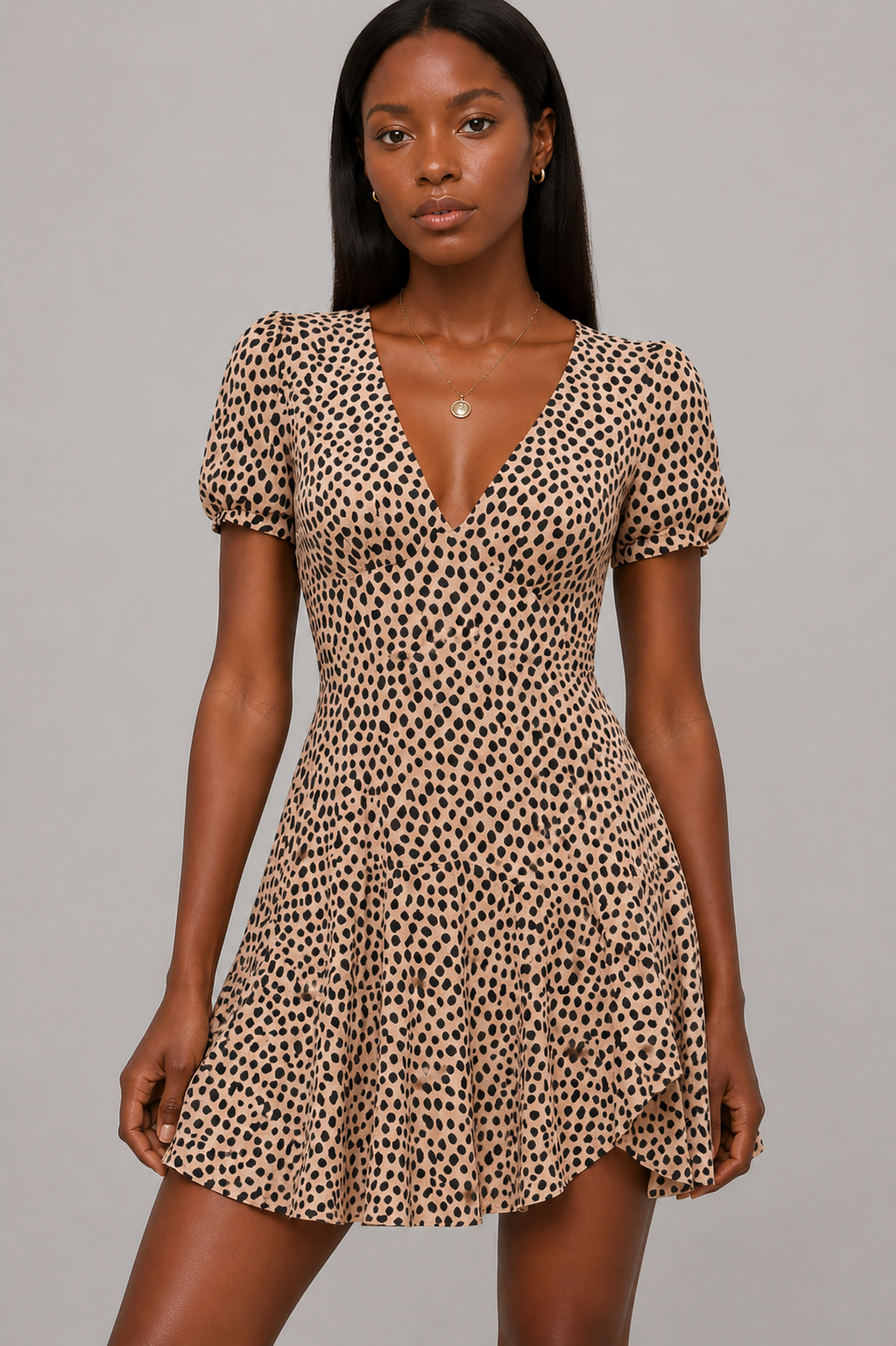 Ruffled V-Neck Dress