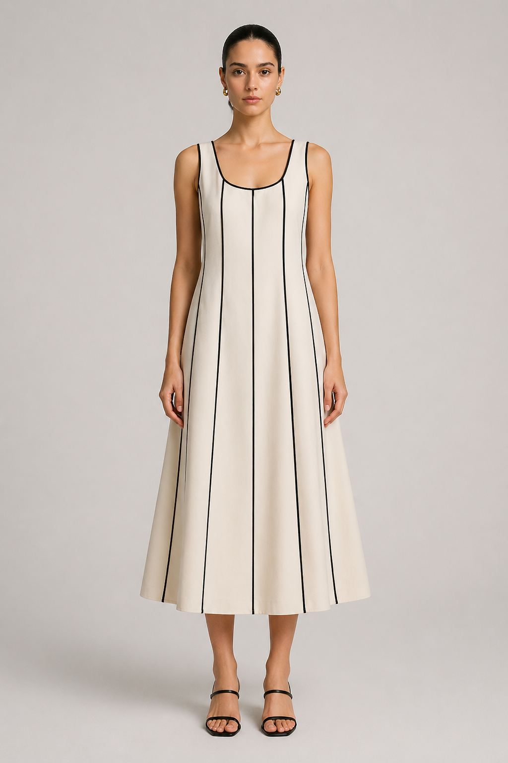 Contrast Line Midi Dress