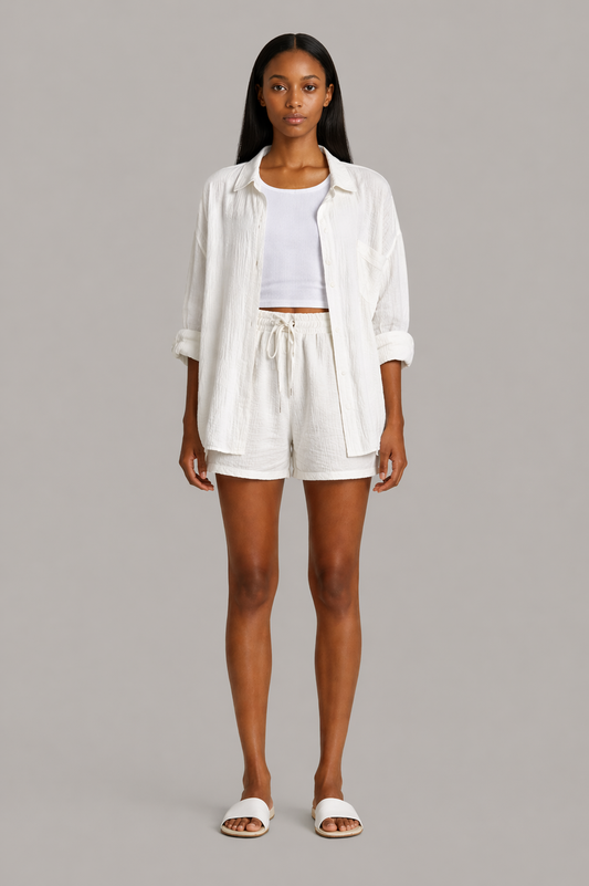 Textured Shirt & Shorts Set