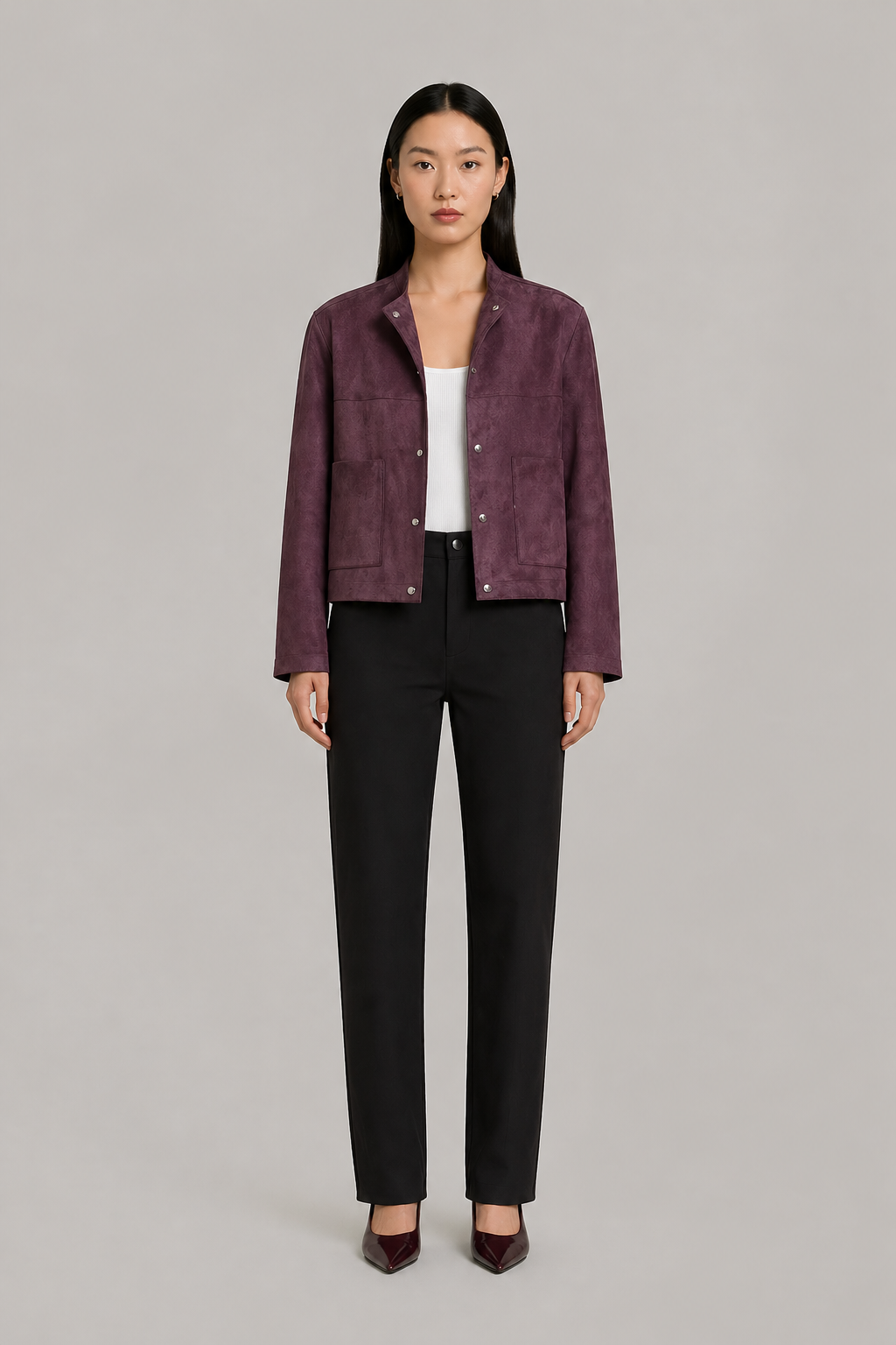 Plus Size Faux Suede Short Jacket