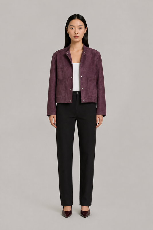 Plus Size Faux Suede Short Jacket