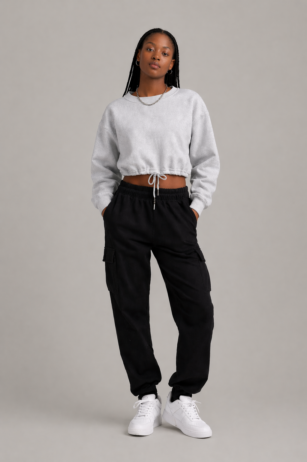 Long Sleeve Drawstring Crop Top