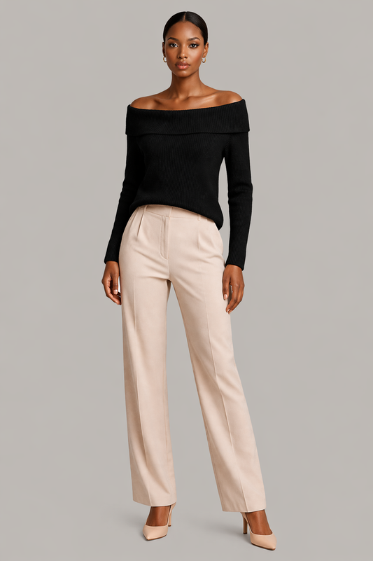Off-Shoulder Knit Sweater