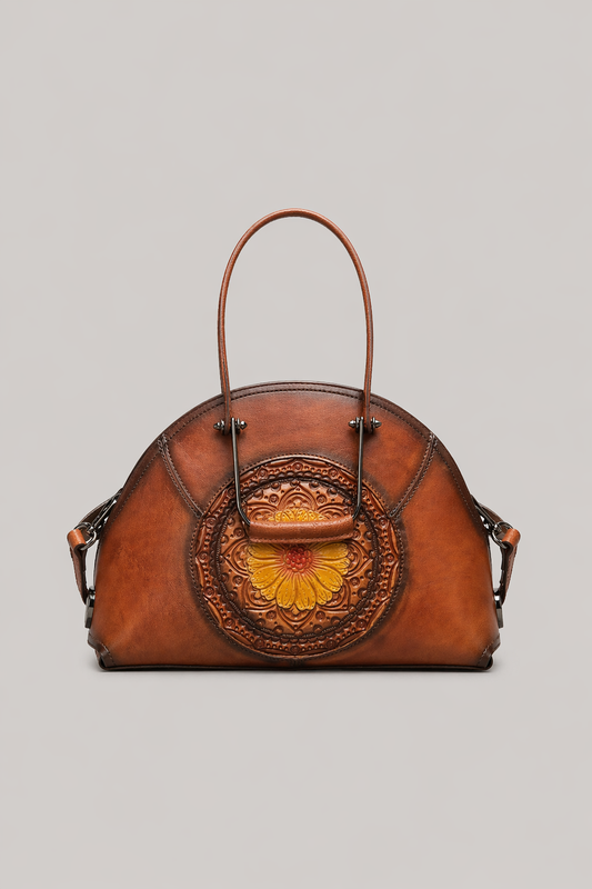 Embossed Leather Shell Bag