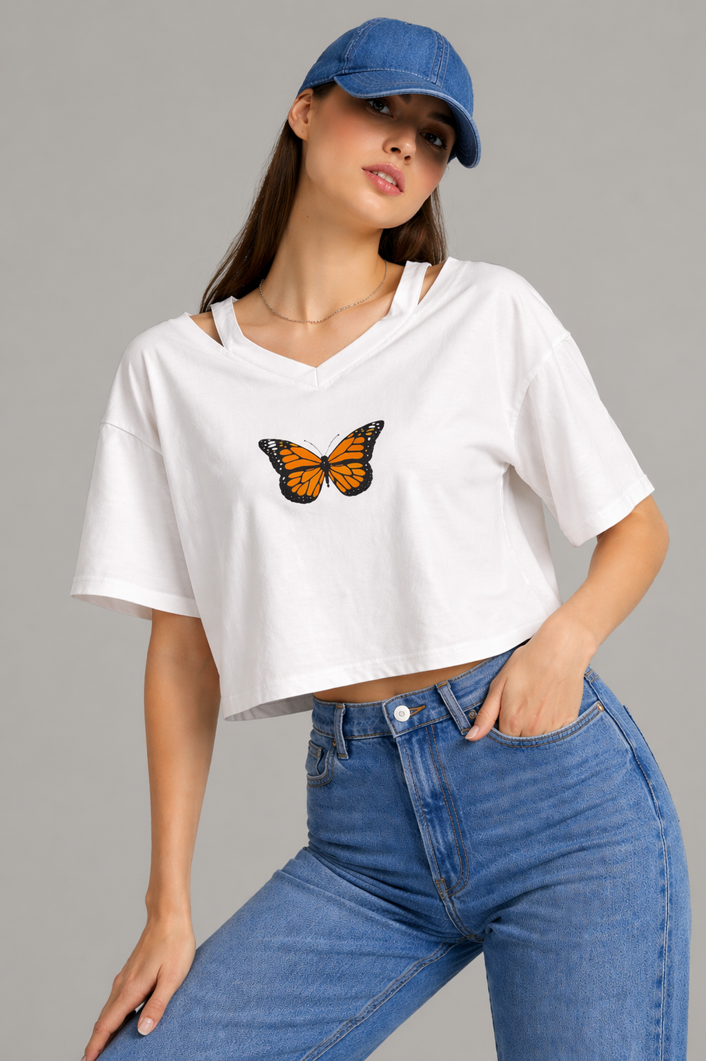 Vintage Butterfly Crop Top