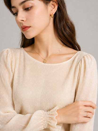 Chiffon Lantern Sleeve Off Shoulder Blouse