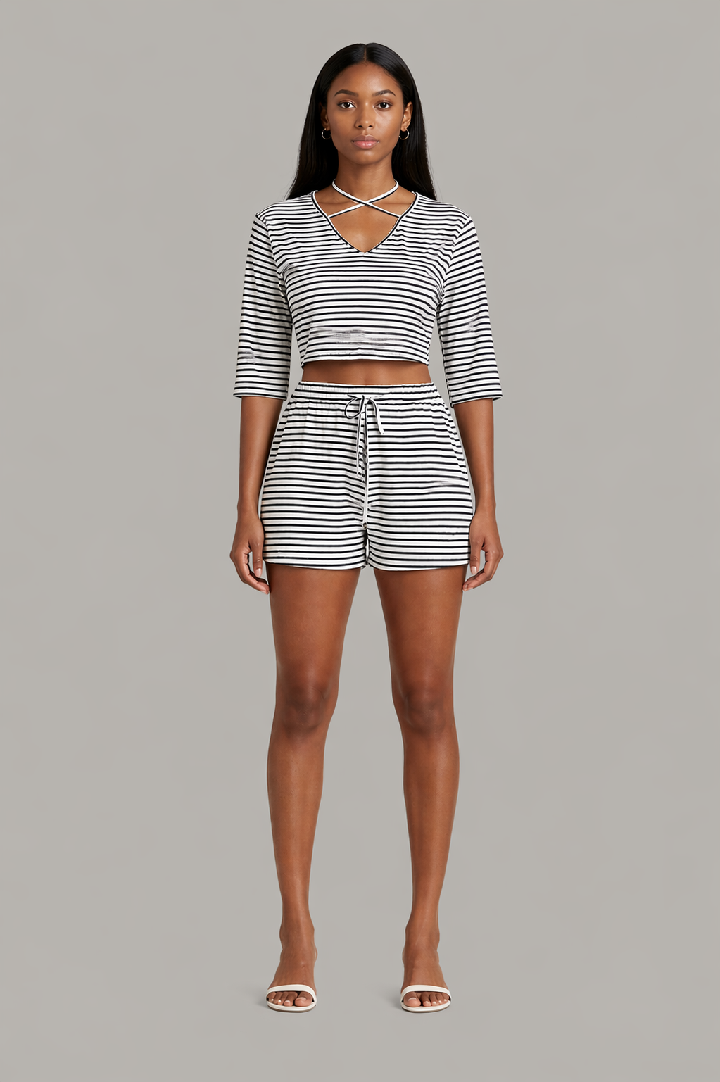 Striped Short Sleeve Set