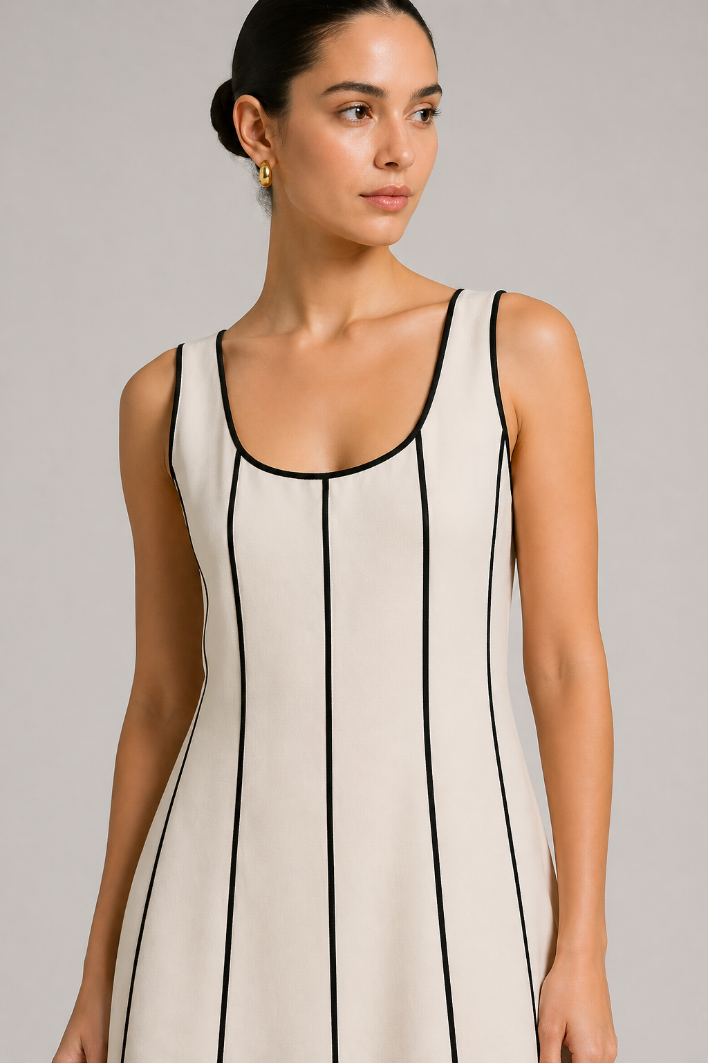 Contrast Line Midi Dress
