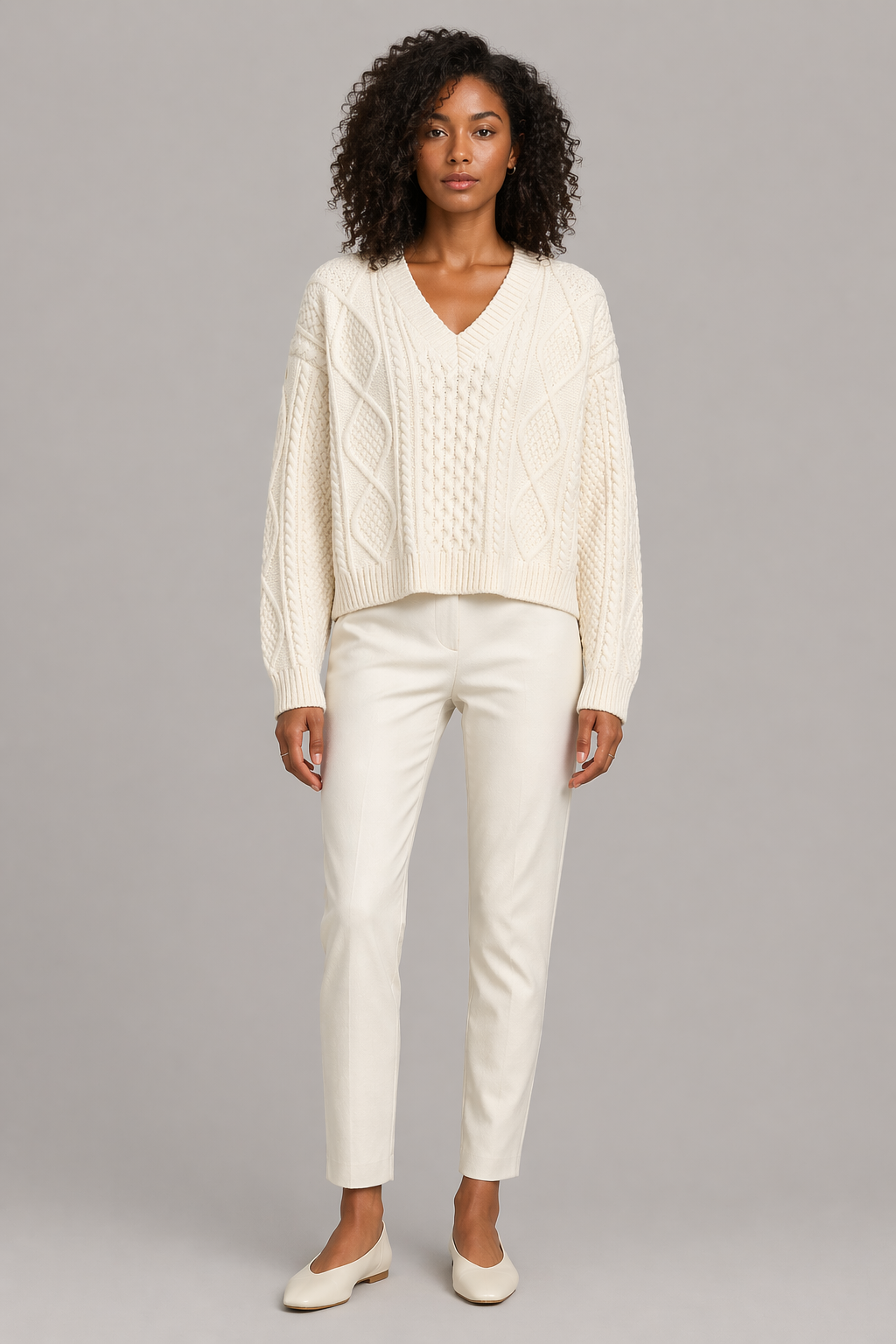 Diamond Knit V-Neck Sweater