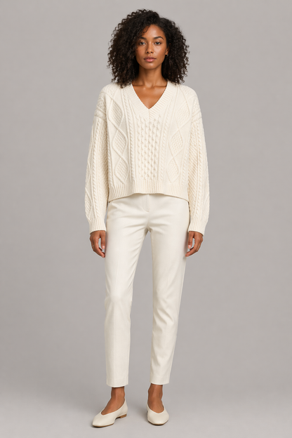Diamond Knit V-Neck Sweater