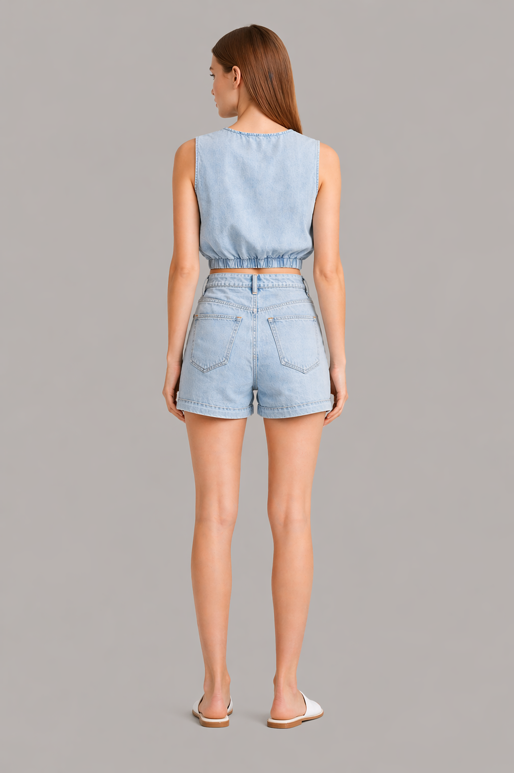 Denim Two Piece Skirt Set